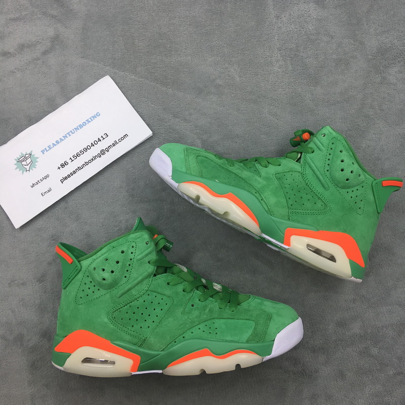 Authentic Air Jordan 6 GreenTeam Orange